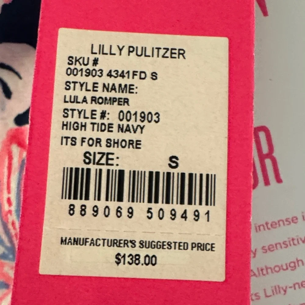 Lilly Pulitzer Lula Romper in High Tide Navy Sz S NWT - Picture 2 of 3